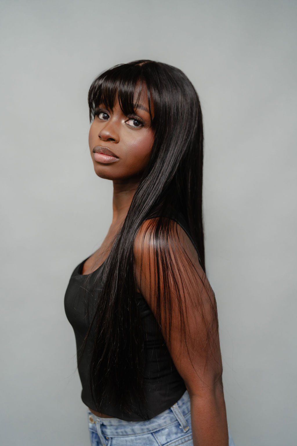 bone straight with fringe